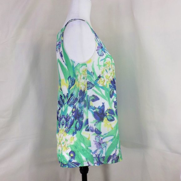Betsey Johnson Exotic Design Print Sheer w Lining Semi-Fit Sleeveless Tank Top 4 - Picture 10 of 16